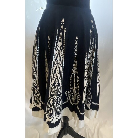 Full swing Midi cotton skirt boho cottagecore sequin Black and white Fairy Sz 4 - Picture 6 of 7